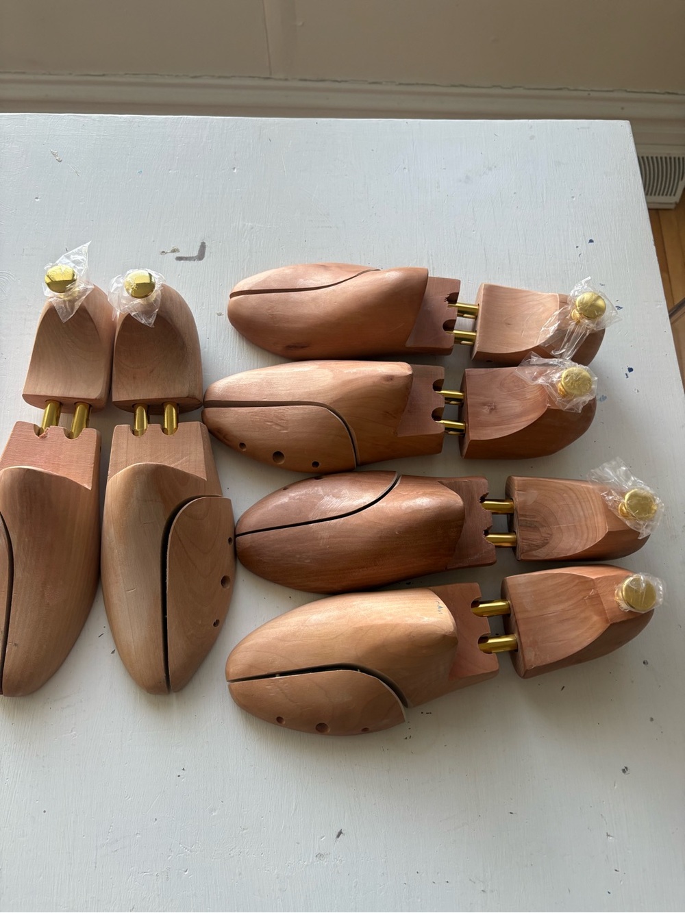 Hardwood Men's Shoe Trees — Natural Wood (Pair) lot of 3 pairs 45-46